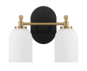 Vortex Two Lights Vanity in Traditional Style for Over Bathroom Mirror Wall Sconce 12.25"W × 10.125"H × 5.5"E With White Frosted Glass