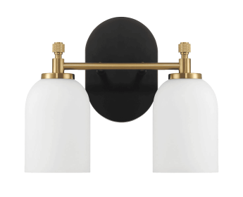 Vortex Two Lights Vanity in Traditional Style for Over Bathroom Mirror Wall Sconce 12.25"W × 10.125"H × 5.5"E With White Frosted Glass