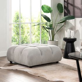 Marcel 36" Bubble Modular Modern Cocktail Ottoman, Pebble Gray Corduroy