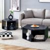 Modern Minimalist Black Hexagonal Coffee Table Set.Hexagonal MDF coffee table, characteristic pattern stickers