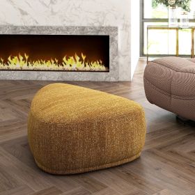 Pebble 44" Rounded Triangle Cocktail Ottoman, Mustard Yellow Tweed