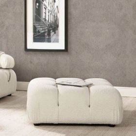 Marcel 36" Bubble Modular Modern Cocktail Ottoman, Ivory White Boucle