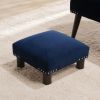 Jules 16" Square Accent Footstool Ottoman, Navy Blue Velvet