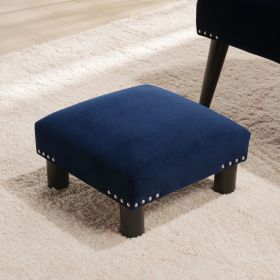 Jules 16" Square Accent Footstool Ottoman, Navy Blue Velvet
