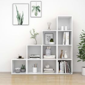 4 Piece TV Cabinet Set White Engineered Wood