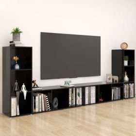 TV Cabinets 4 pcs Black 42.1"x13.8"x14.6" Engineered Wood