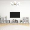 8 Piece TV Cabinet Set High Gloss White Engineered Wood