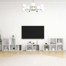 8 Piece TV Cabinet Set High Gloss White Engineered Wood