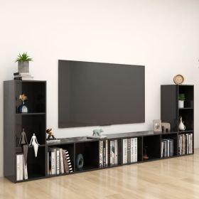 TV Cabinets 4 pcs High Gloss Black 42.1"x13.8"x14.6" Engineered Wood