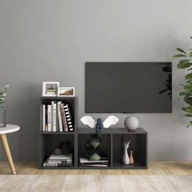TV Cabinets 2 pcs Gray 28.3"x13.8"x14.4" Engineered Wood