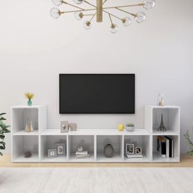 TV Cabinets 4 pcs High Gloss White 28.3"x13.8"x14.4" Engineered Wood