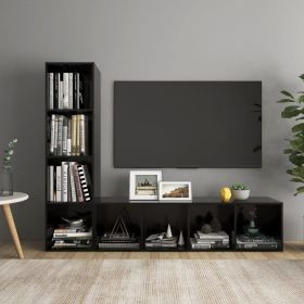 TV Cabinets 2 pcs Black 56.1"x13.8"x14.4" Engineered Wood