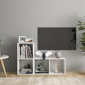 TV Cabinets 2 pcs High Gloss White 28.3"x13.8"x14.4" Engineered Wood