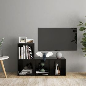 TV Cabinets 2 pcs Black 28.3"x13.8"x14.4" Engineered Wood