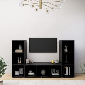TV Cabinets 3 pcs Black 42.1"x13.8"x14.6" Engineered Wood
