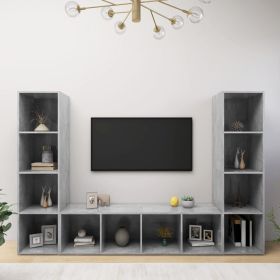 TV Cabinets 3 pcs Concrete Gray 56.1"x13.8"x14.4" Engineered Wood