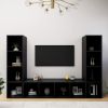 TV Cabinets 3 pcs Black 56.1"x13.8"x14.4" Engineered Wood
