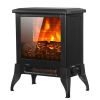 ZOKOP 14inch 1400w Freestanding Fireplace, Fake Wood, Single Color, Heating Wire, One Rocker Flame Switch Button, One Rocker Heating Switch Button