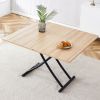 Modern minimalist multifunctional lift table with 0.8-inch MFC tabletop and black metal legs, can be used as dressing table, coffee table