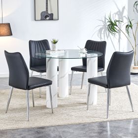 A modern minimalist circular dining table suitable for 6-8 people