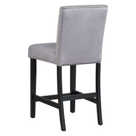 5-piece Counter Height Dining Table Set with One Faux Marble Top Dining Table and Four Velvet-Upholstered Chairs,Grey
