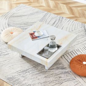 A modern and practical coffee table with imitation marble patterns