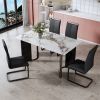 Table and chair set. 1 table and 4 chairs. Rectangular dining table, white imitation marble tabletop