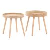 Pebble Mid-Century Modern Side Table Set in Natural Wood by LumiSource
