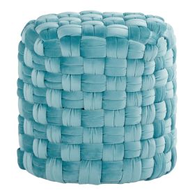 Braided Round 16" Ottoman in Ice Blue Velvet by LumiSource