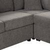 108.6" U-shaped Sectional Sofa Pull out Sofa Bed with Two USB Ports, Two Power Sockets, Three Back Pillows and a Storage Chaise for Living Room