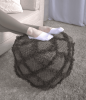 Jumanji Handcrafted Wool and Cotton Pouf, Brown Color