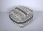 Karim Faux Yarn Large Pouf, Ivory Grey