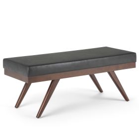 Chanelle - Mid Century Ottoman Bench - Distressed Black