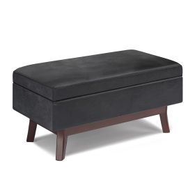 Owen - Small Rectangular Storage Ottoman - Distressed Black