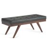 Pierce - Mid Century Ottoman Bench - Distressed Black