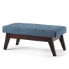 Draper - Mid Century Tufted Ottoman Bench - Denim Blue