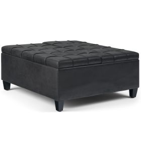 Harrison - Coffee Table Storage Ottoman - Distressed Black