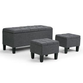 Dover - 3 Piece Storage Ottoman - Slate Grey