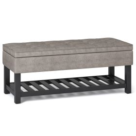 Cosmopolitan - Storage Ottoman Bench with Open Bottom - Distressed Grey Taupe