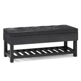 Cosmopolitan - Storage Ottoman Bench with Open Bottom - Distressed Black