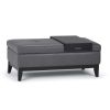 Oregon - Storage Ottoman Bench with Tray - Stone Grey