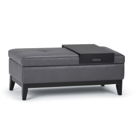 Oregon - Storage Ottoman Bench with Tray - Stone Grey