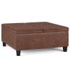 Ellis - Coffee Table Storage Ottoman - Distressed Saddle Brown