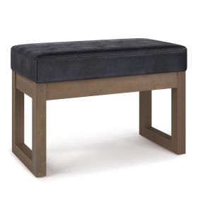 Milltown - Footstool Small Ottoman Bench - Distressed Black