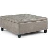Harrison - Coffee Table Storage Ottoman - Distressed Grey Taupe