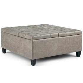 Harrison - Coffee Table Storage Ottoman - Distressed Grey Taupe