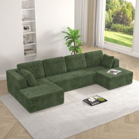 U shape Modular Sectional Sofa, Compressed Sectional Sofa Modern Minimalist Style Corduroy Couch, Sleeper Sofa for Living Room, Bedroom