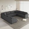 [Video]116*92'' Modular Sectional Sofa,Reversible U Shaped Chenille Couch Set,Free Combination,Minimalist Style Indoor Furniture