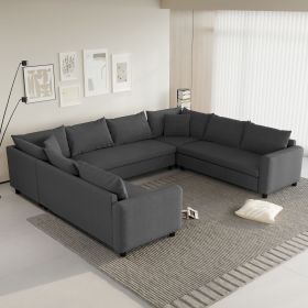 [Video]116*92'' Modular Sectional Sofa,Reversible U Shaped Chenille Couch Set,Free Combination,Minimalist Style Indoor Furniture