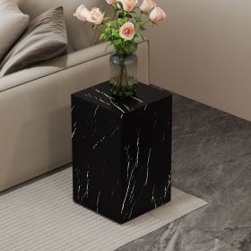 11.8*11.8*19.6 Inch Black Marble Texture MDF Coffee Table - Luxurious Design